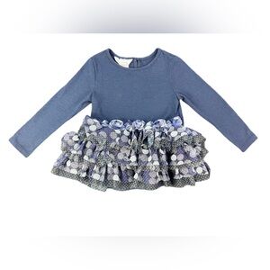 PIPPA & JULIE Long Sleeve Dress with Tulle Skirt- 24M